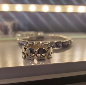 Skull Ring Hearts + BONUS Bracelet Elastic Gem Beads